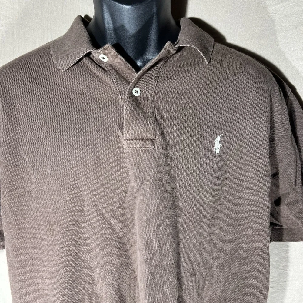 Polo Ralph Lauren Mens XL Brown Short Sleeve Polo Shirt White Pony Classic Fit